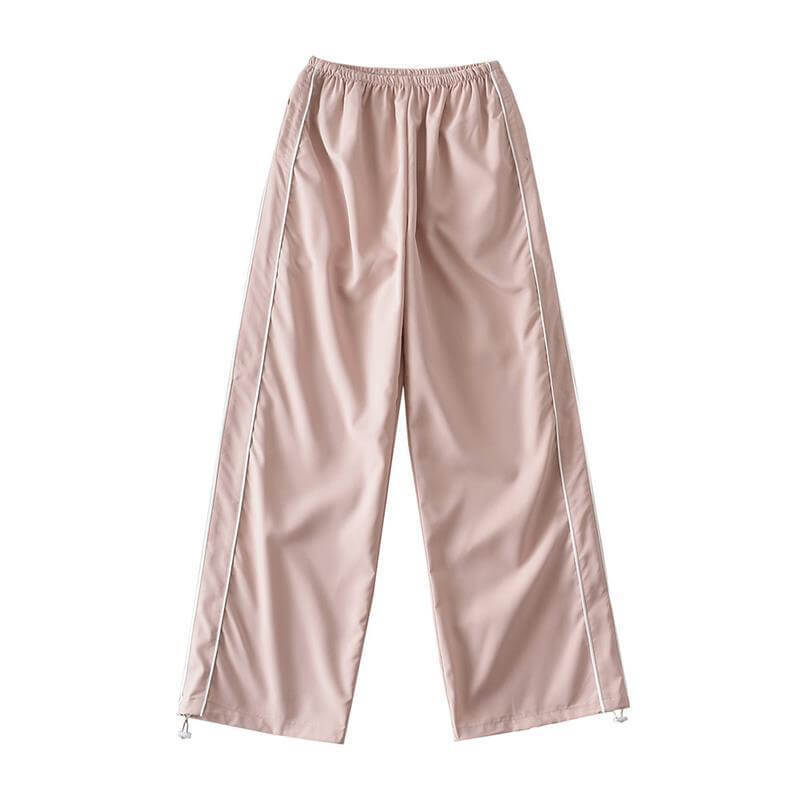 Oversized baggy high-waisted sweatpants for women in solid color with relaxed fit and pockets, perfect for summer comfort.